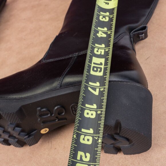 Paul Green Women Bravo Black Leather Lug Sole Fashion Tall Boots sz 9US AUS 6.5 - Picture 9 of 10